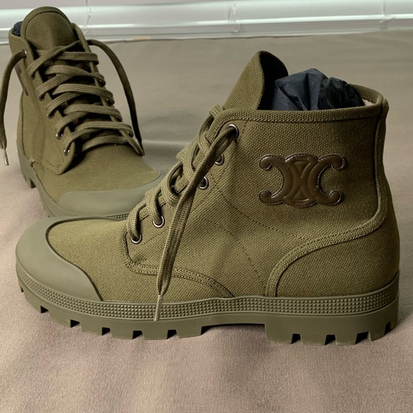 Celine”PATAPANS LACE UP BOOT IN CANVAS
ARMY GREEN” - Picture 6 of 11